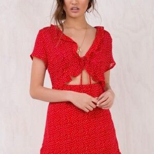 Revolve Superdown Red Polka Dot Dress Size S